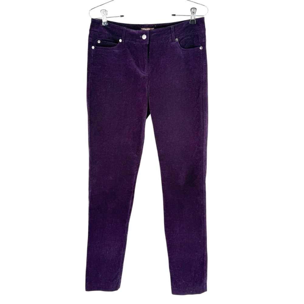 J McLaughlin Corduroy Pants Womens Size 4 Purple Stretch Cotton Tencel Diagonal